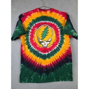 Liquid Blue Grateful Dead Steal Your Face Rasta Tie Dye Hippie Band T Shirt Sz M